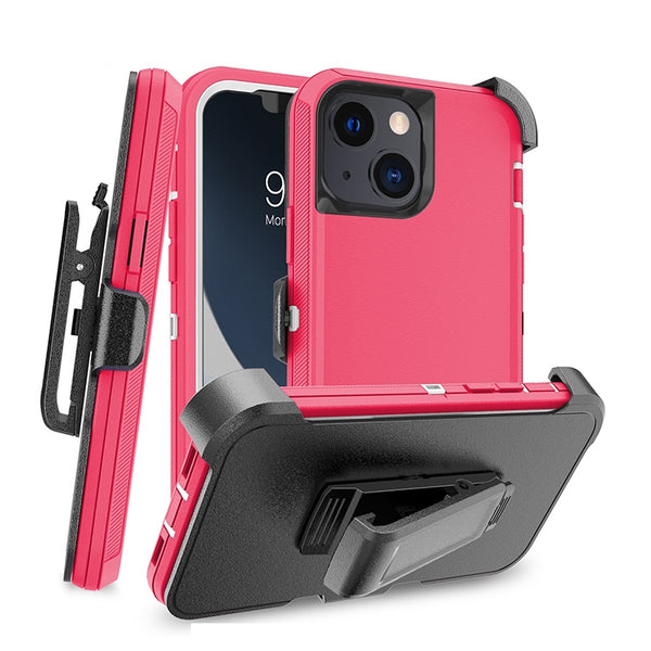 for iPhone 14 Pro Heavy Duty Case Pink White