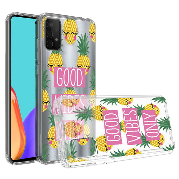 For Samsung Galaxy A52 5G Design Transparent Bumper Hybrid Case Cover - Good Vibes Only