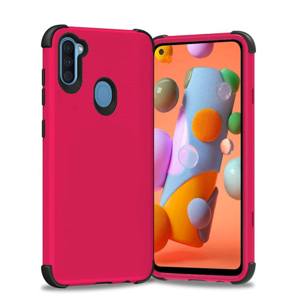 Samsung Galaxy A11 King Tough Shockproof Hybrid Case Cover - Hot Pink PC/Black