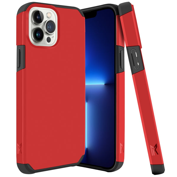 For iPhone 13 Pro Premium Minimalistic Slim Tough ShockProof Hybrid Case Cover - Flame Scarlet