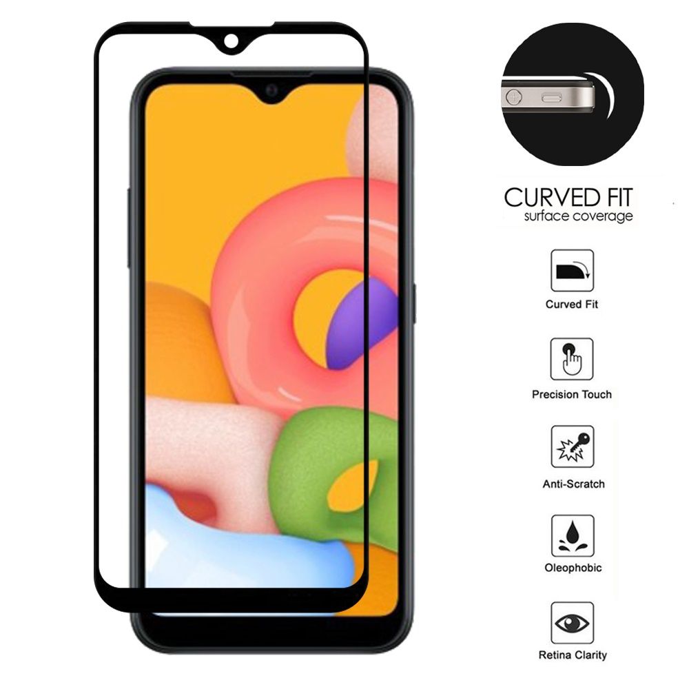 Samsung A01 Black edged Tempered Glass (Black)