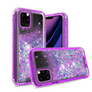 Purple iPhone 11 PRO 3in1 High Quality Transparent Liquid Glitter Snap On Hybrid