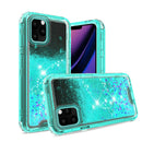 Teal iPhone 11 PRO 3in1 High Quality Transparent Liquid Glitter Snap On Hybrid