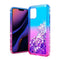 Blue+Hot Pink iPhone 11 PRO Two Tone Diamond Water Quicksand Glitter