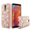 LG Aristo 4 Plus, Escape Plus, Tribute Royal Sparkle Glitter Bling Fused Hybrid - Rose Gold