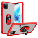 iPhone 12 MAX 6.7 Clear Transparent Ring Stand Magnetic Hybrid - Clear/Red