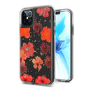 iPhone 12 Pro Max 6.7 Floral Glitter Design Case Cover - Red Flowers