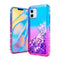 iPhone 12 5.4 Two Tone Diamond Water Quicksand Glitter - Blue+Hot Pink