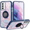 For Samsung Galaxy S21 Plus/S30 Plus 6.8inch Unique IMD Design Magnetic Ring Stand Cover Case - Blue on Marble