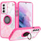 For Samsung Galaxy S21 Plus/S30 Plus 6.8inch Unique IMD Design Magnetic Ring Stand Cover Case - Elegant Marble on Pink