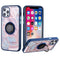 For iPhone 13 Pro Unique IMD Design Magnetic Ring Stand Cover Case - Blue on Marble