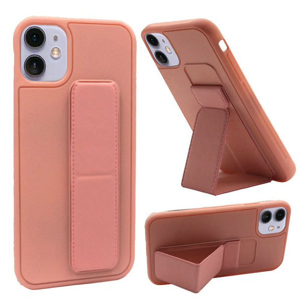 For iPhone 13 Pro Max Foldable Magnetic Kickstand Vegan Case Cover - Light Pink