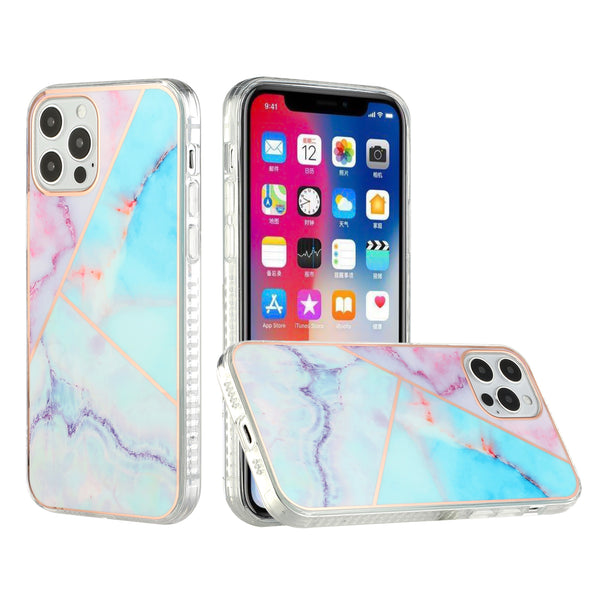 iPhone 12 Pro Max 6.7 Majestic Marble Electroplated IMD Shockproof Design Case Cover - C