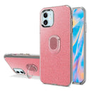 iPhone 12 Mini 5.4 Shimmering Glitter Ring Stand Case Cover - Pink