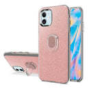 iPhone 12 Mini 5.4 Shimmering Glitter Ring Stand Case Cover - Rose Gold
