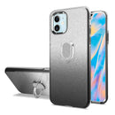 iPhone 12 Mini 5.4 Gradient Shimmering Glitter RingStand Case Cover - Silver/Black