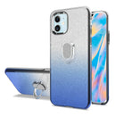 iPhone 12 Mini 5.4 Gradient Shimmering Glitter RingStand Case Cover - Silver/Blue