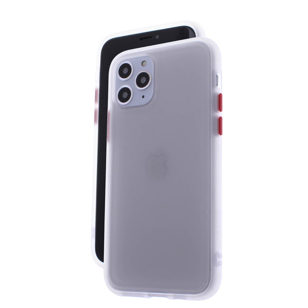White TPU Frame Red Button Soft Texture iPhone 11 Pro Max
