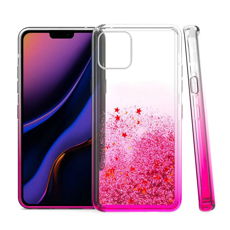 Hot pink iPhone 11 PRO Liquid Quicksand with Glitter TPU