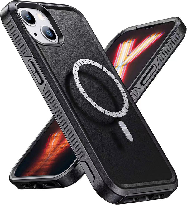 Black Heavy Duty Case with Magnetic Compatibility for iPhone 14 6.1 / iPhone 13
