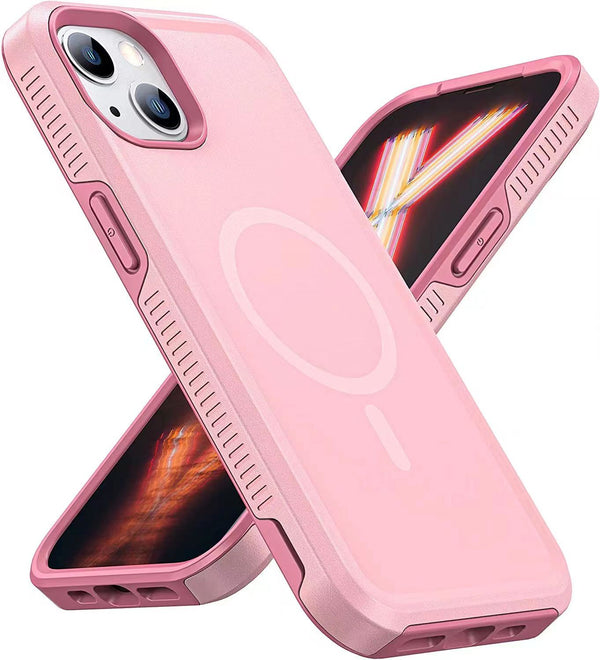 Pink Heavy Duty Case with Magnetic Compatibility for iPhone 14 Plus 6.7