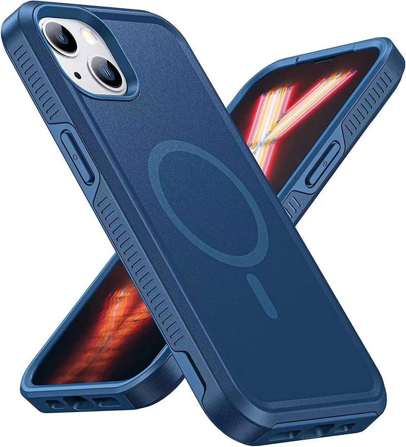 Blue Heavy Duty Case with Magnetic Compatibility for iPhone 15 Plus 6.7 / 14 Plus 6.7