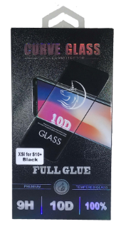 Galaxy S10 Plus Full Glue HARD Tempered Glass On All Over The Screen Curved Frame Black