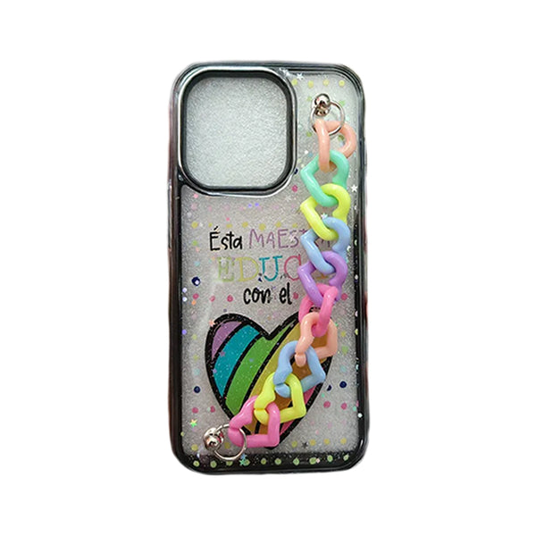 Black Link Case Design with Hearts for iPhone 14 Pro Max