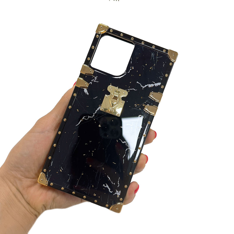 Square Case with Black Marble Pattern iPhone 14 6.1 / 13