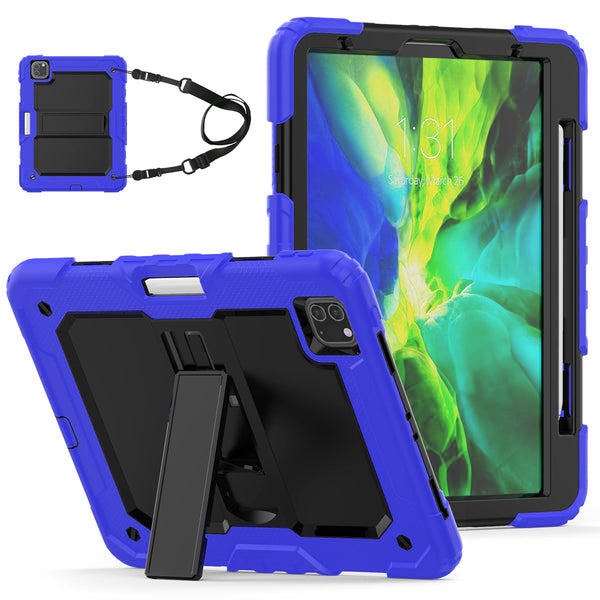 Blue iPad Mini 1/2/3 Square Heavy Duty Case with Black Strap