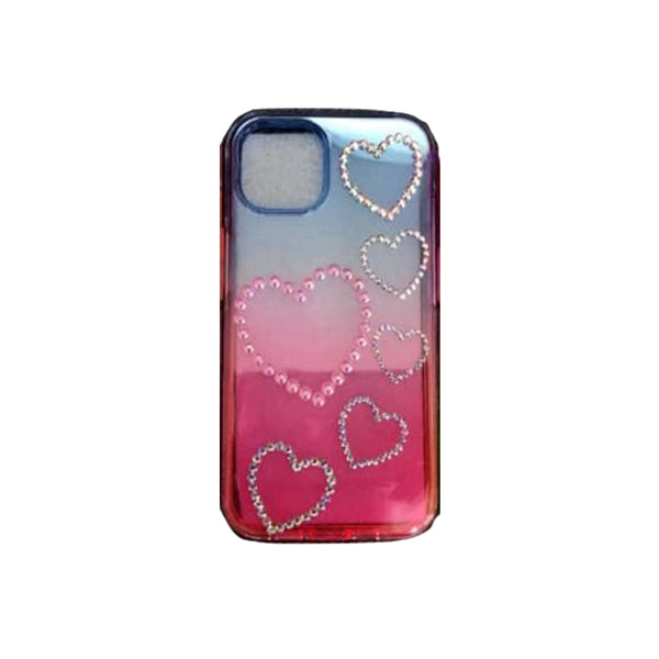 Blue Pink Gradiant Stone Hearts Case for iPhone  12 6.1 /12 Pro