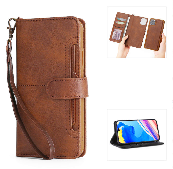 Brown Folio Wallet Premium Detachable Case for iPhone 15 Plus 6.7 / 14 Plus 6.7