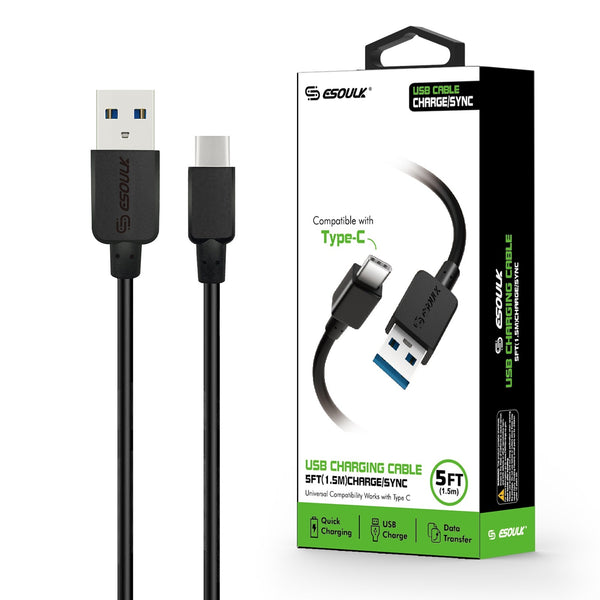 Black Esoulk 5ft Faster Speed Charging Cable Type C