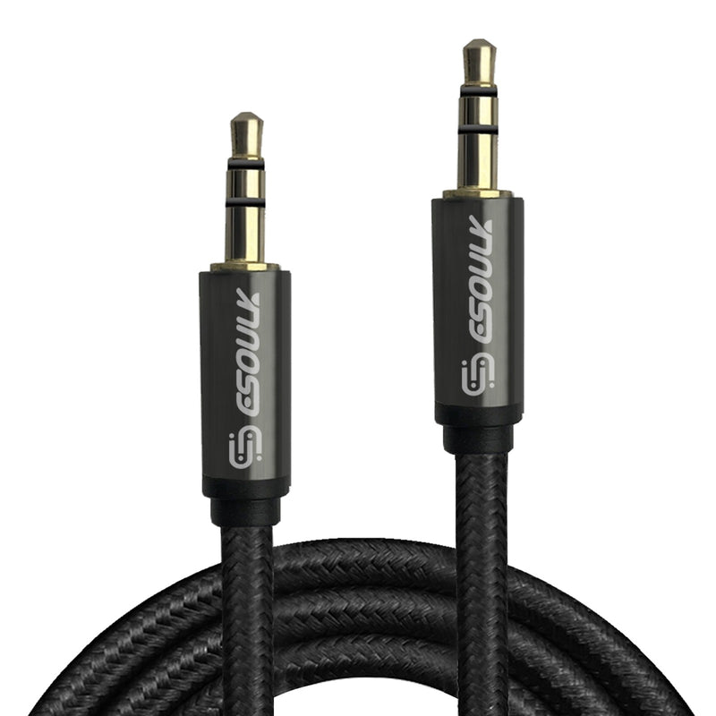 Esoulk 4ft 3.5mm Auxiliary Audio Braided Cable Black