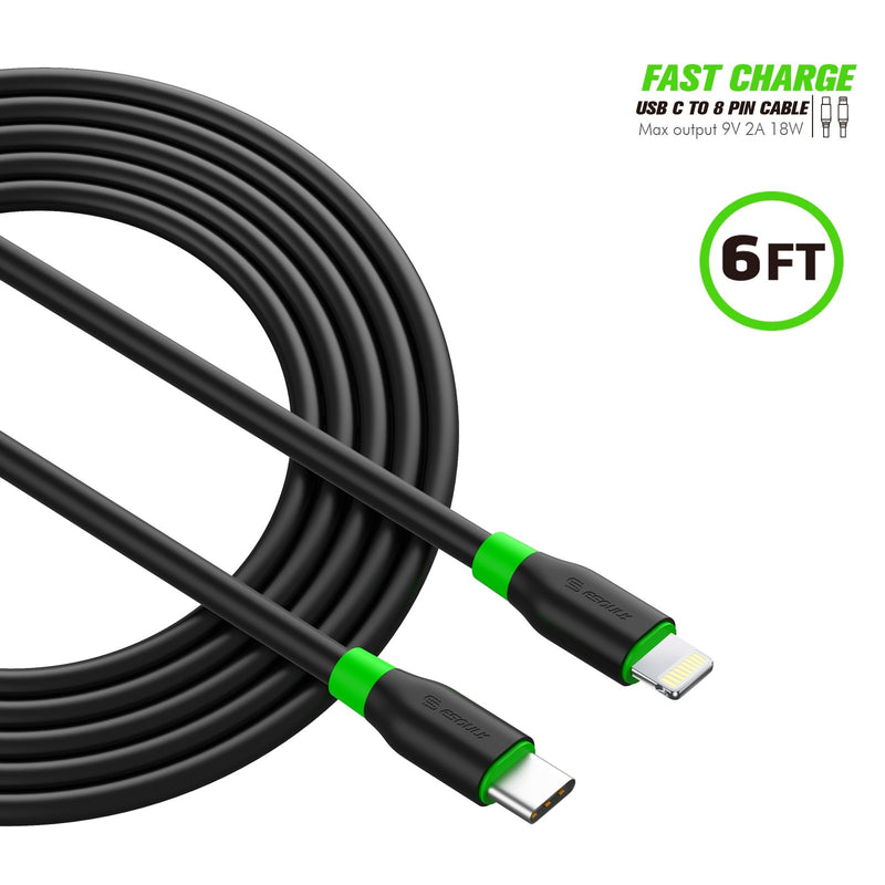 Black 6FT PD Fast Charge USB-C To IPhone Cable