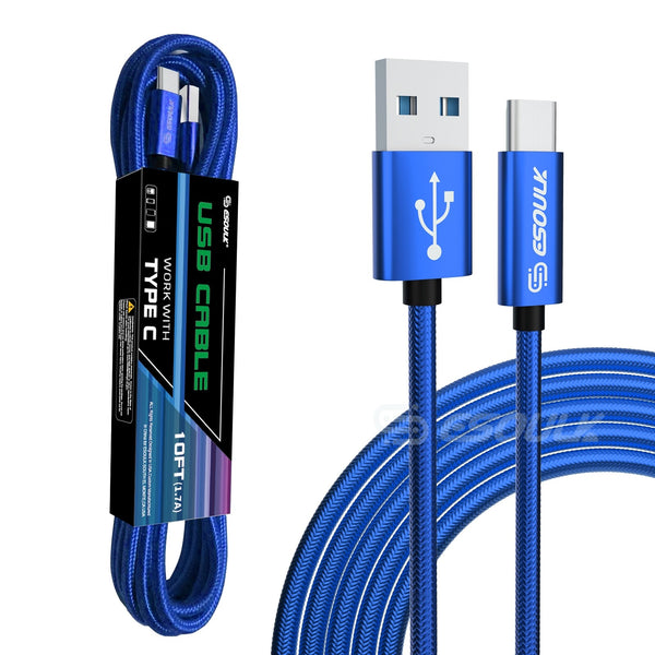 Blue Esoulk 10FT USB Cable For Type-C 1.7A