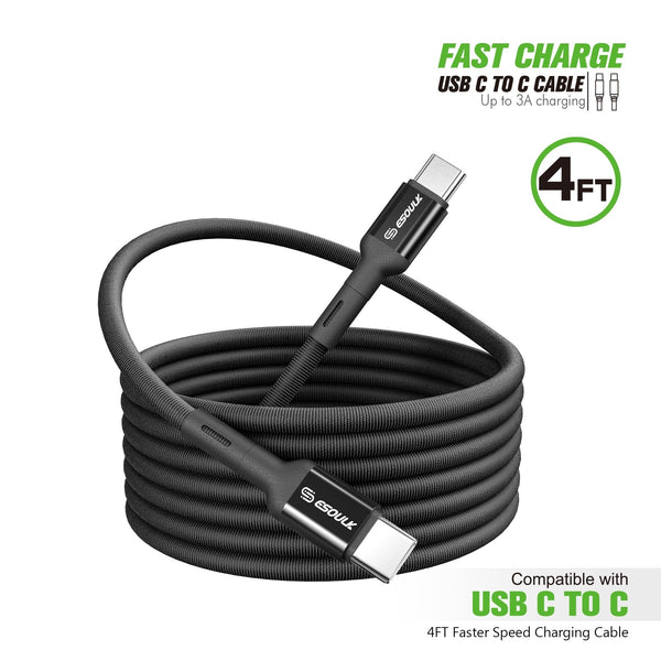 4FT FABRIC CABLE For C To C Black
