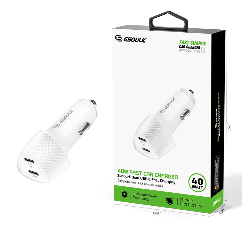 40W Dual Type-C Port FAST CAR CHARGER
