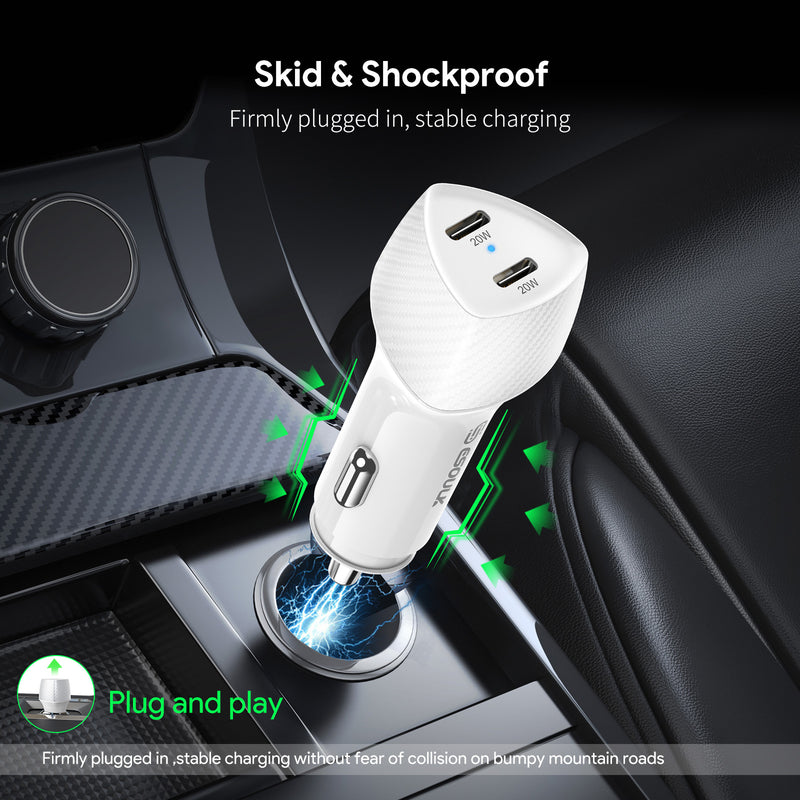 40W Dual Type-C Port FAST CAR CHARGER