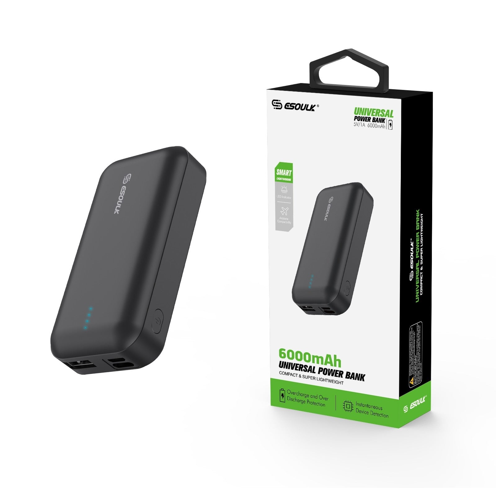 Black 6000 MAh UNIVERSAL POWER BANK