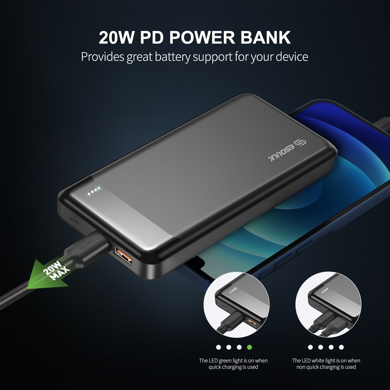 10000mAh PD20W&QC18W POWER BANK