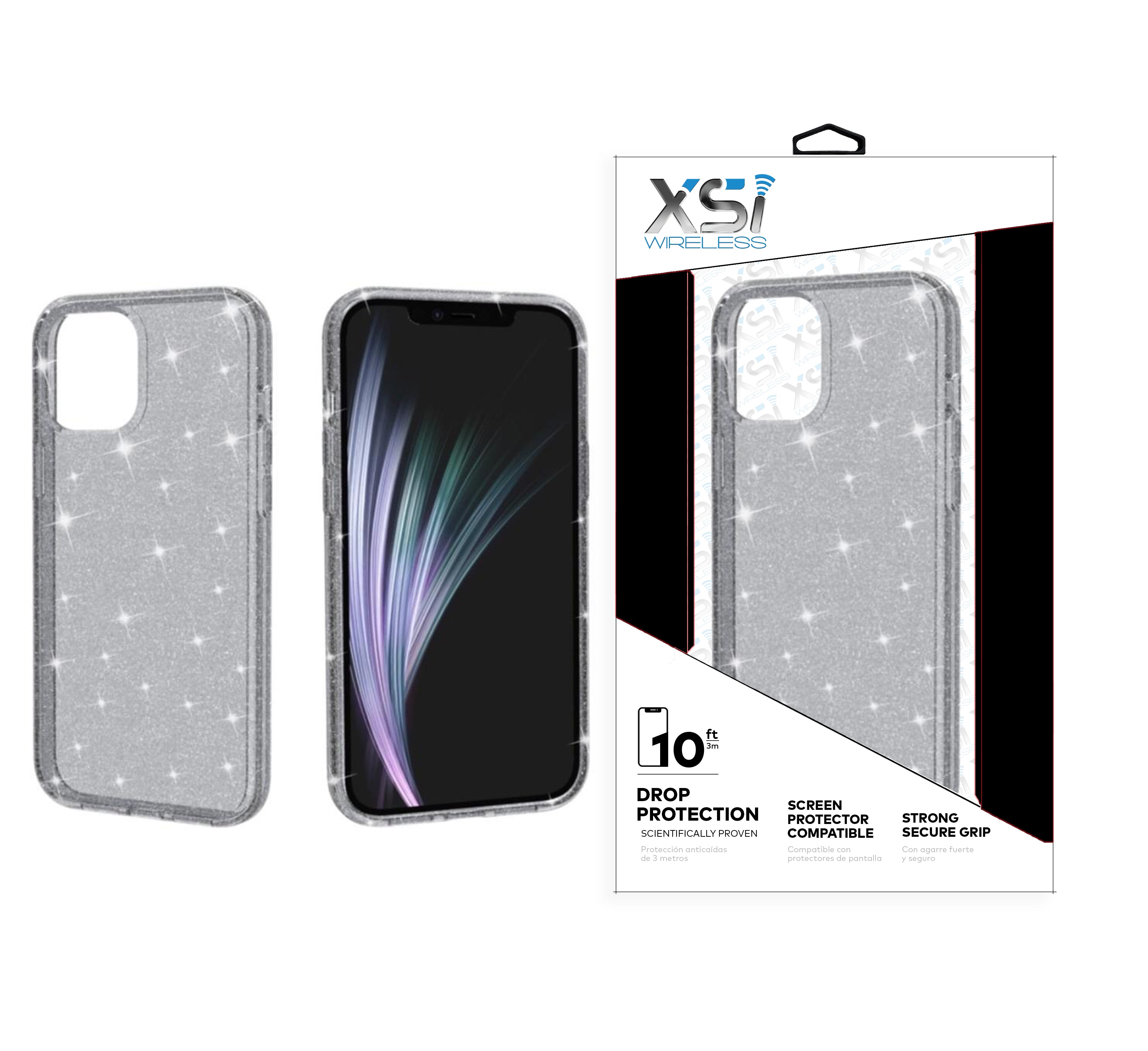 Black iPhone 12 / 12 Pro (6.1) Glitter TPU Bumper with Package