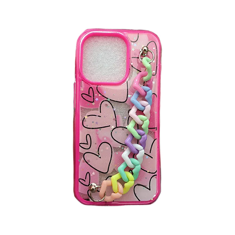 Pink Link Case Design with Hearts for iPhone 14 Pro Max