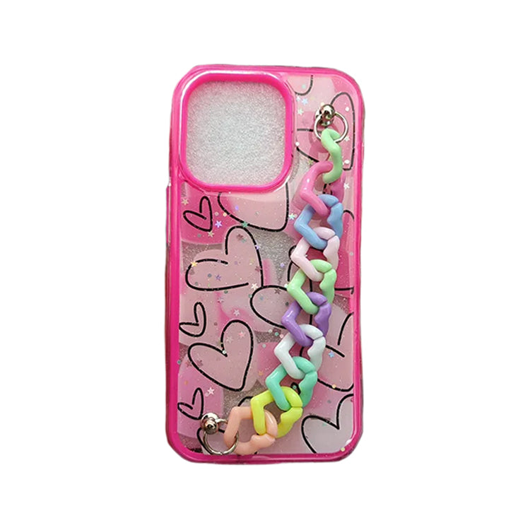 Pink Link Case Design with Hearts for iPhone 15 Plus 6.7 / 14 Plus 6.7