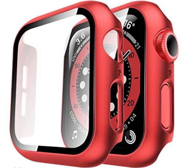 44mm Bumper case Red for iWatch with tempered glass built in