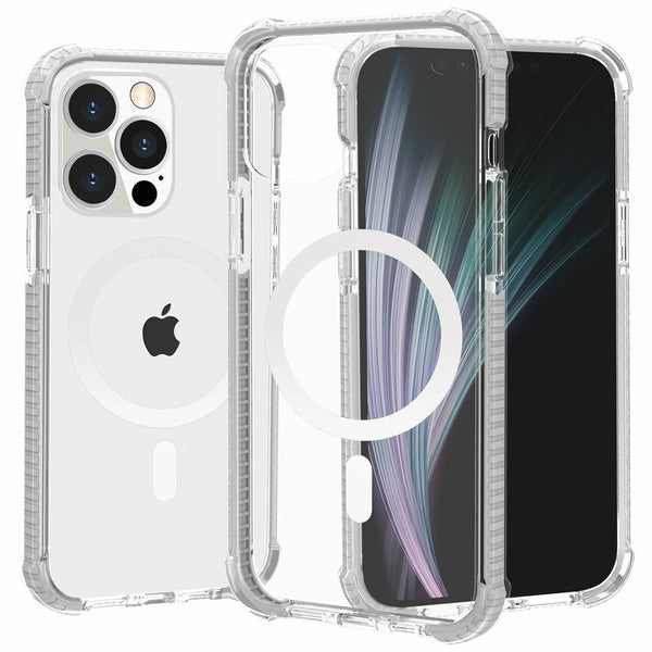 White iPhone 12 / 12 Pro 6.1 Magnetic Compatible TPU Bumper Ultra Clear Back TPU Shockproof