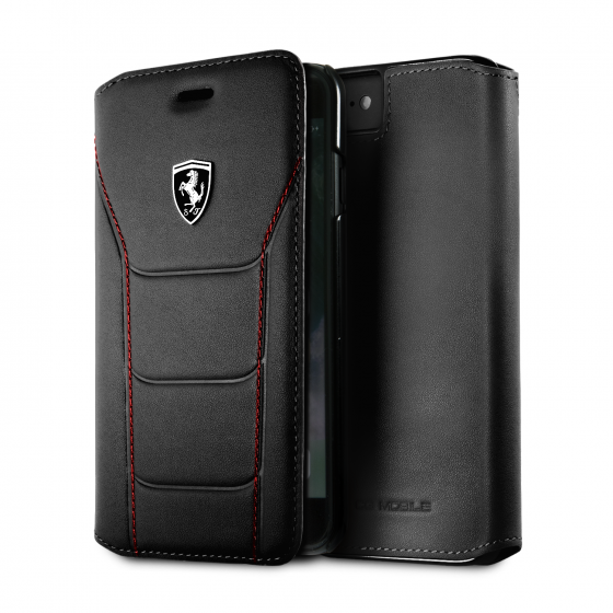 Ferrari  iPhone 8/7 Genuine Quilted Leather Heritage Wallet Black