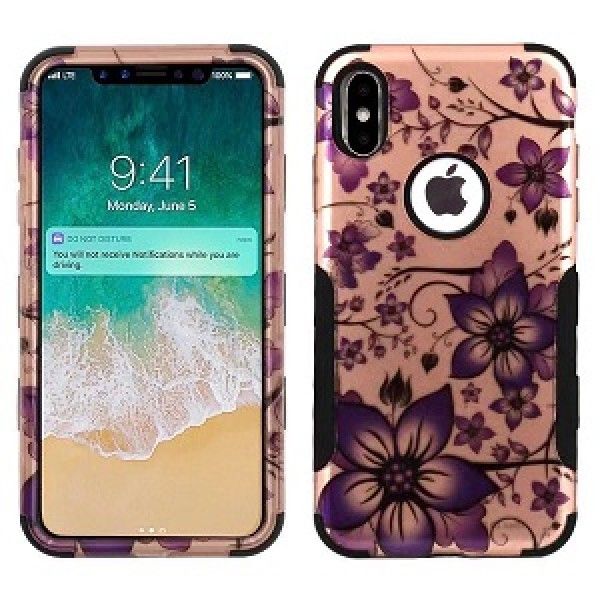 iPhone XS MAX Aries Design Purple Floral Rose Gold