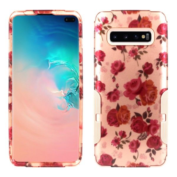 Galaxy S10 Plus Aries Design Transparent Rosebuds Rose Gold