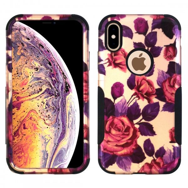 iPhone XS MAX Aries Design Roses Leaf Black